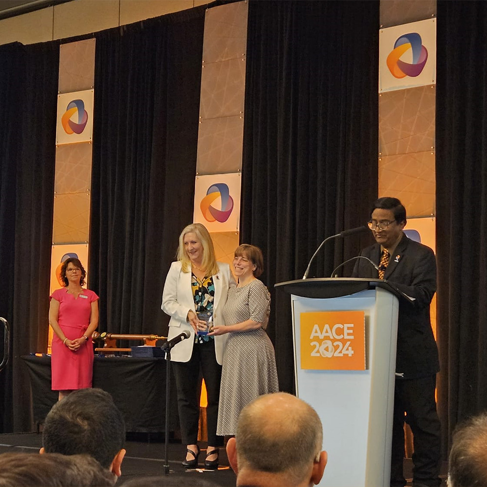 AMy Donihi receiving the award