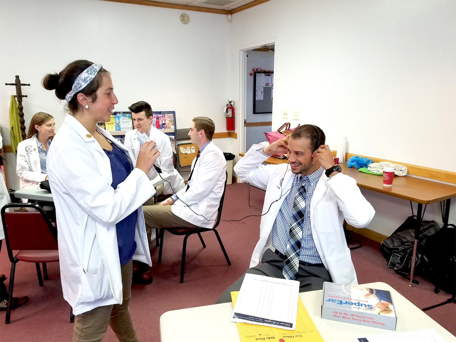 Language Ambassadors - two students at a table